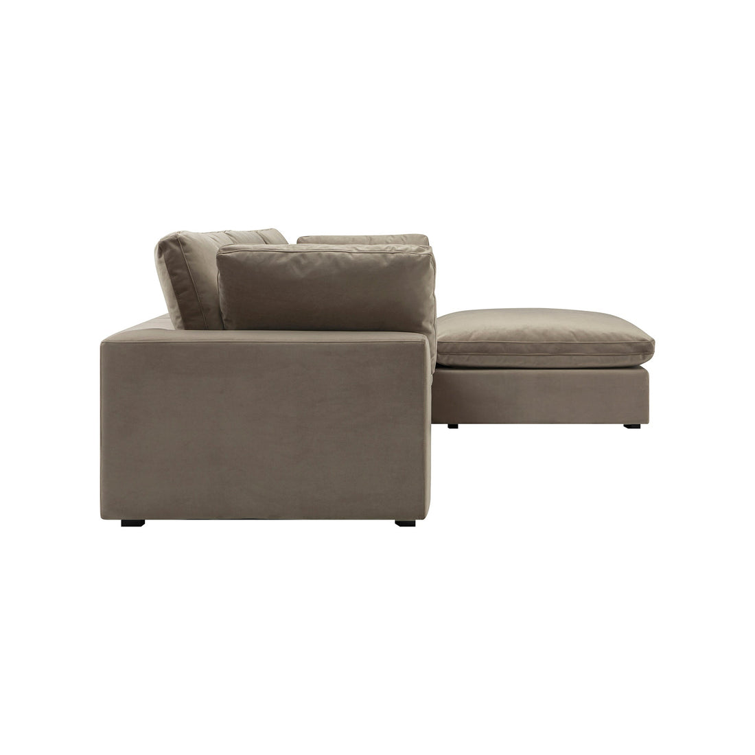 Lutyens Taupe Velvet Modular Sofa 3-Piece Chaise