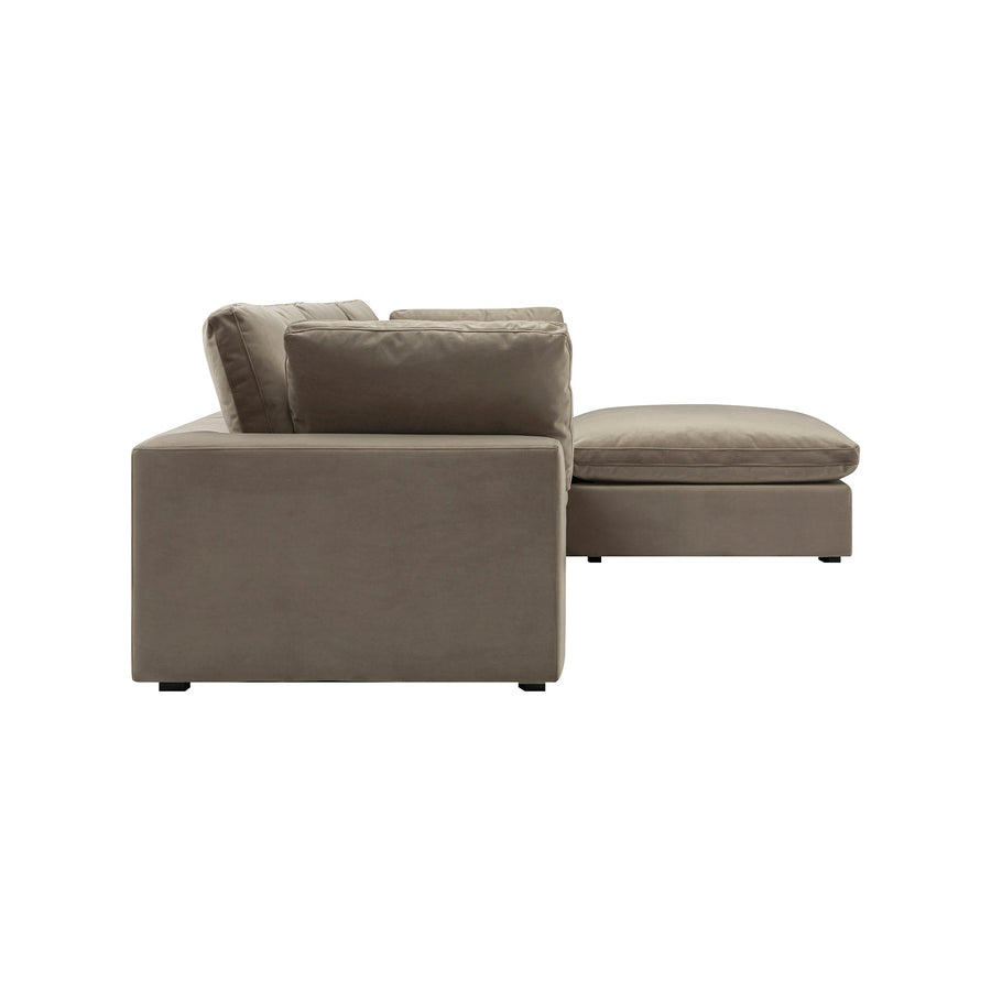 Lutyens Taupe Velvet Modular Sofa 3-Piece Chaise