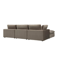 Lutyens Taupe Velvet Modular Sofa 3-Piece Chaise