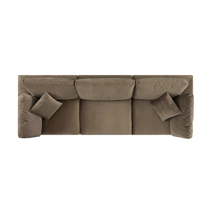Lutyens Taupe Velvet Modular Sofa, 3-Piece