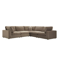 Lutyens Taupe Velvet Modular Sofa 5-Piece Corner Set