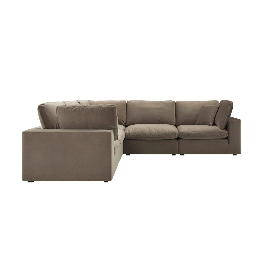 Lutyens Taupe Velvet Modular Sofa 5-Piece Corner Set