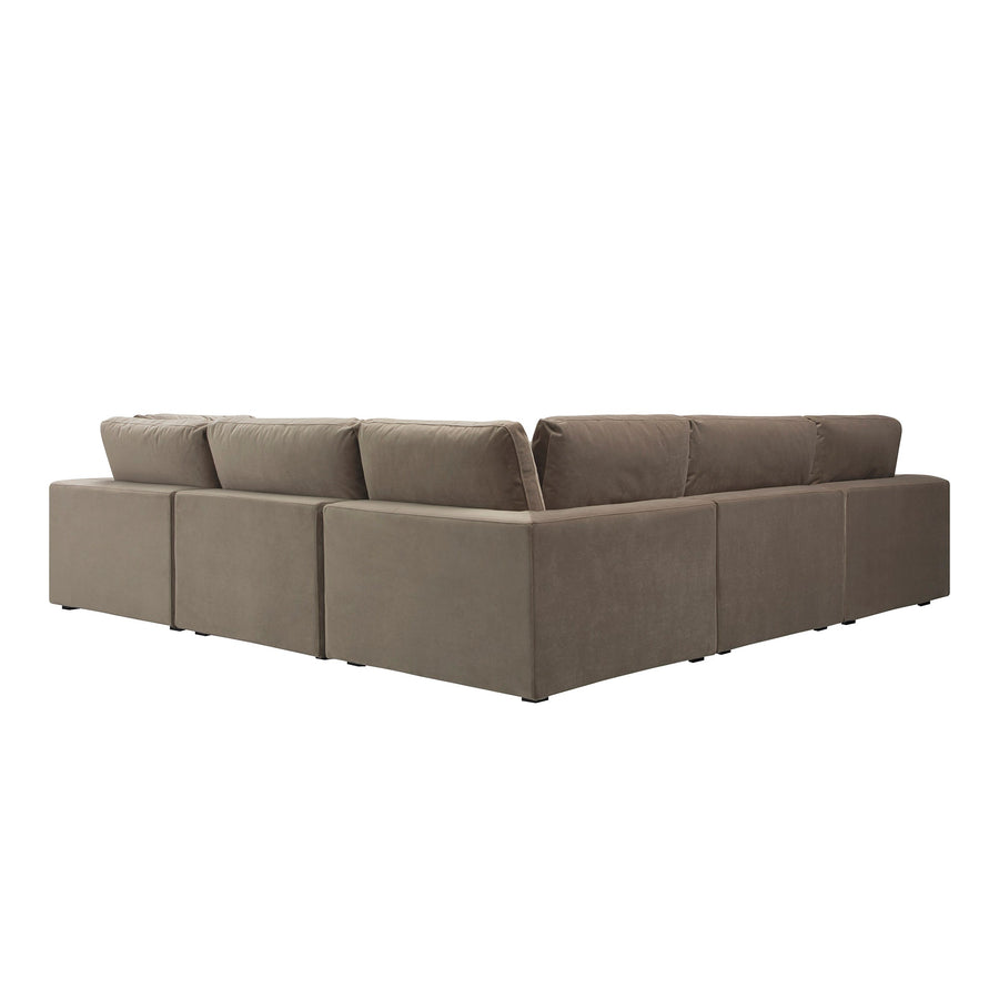 Lutyens Taupe Velvet Modular Sofa 5-Piece Corner Set