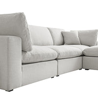 Lutyens Light Grey Linen Blend Modular Sofa 3-Piece Chaise