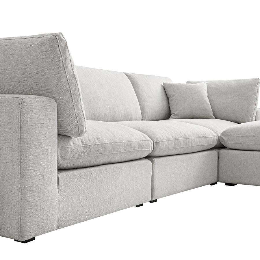 Lutyens Light Grey Linen Blend Modular Sofa 3-Piece Chaise