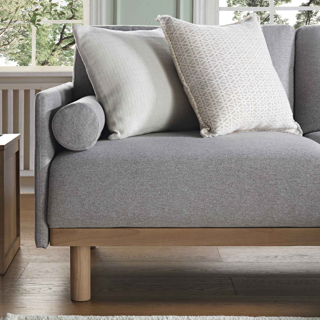 Timber Grey Marl Fabric Sofa, Large 3-Seater Chaise Sofa Right Hand Facing