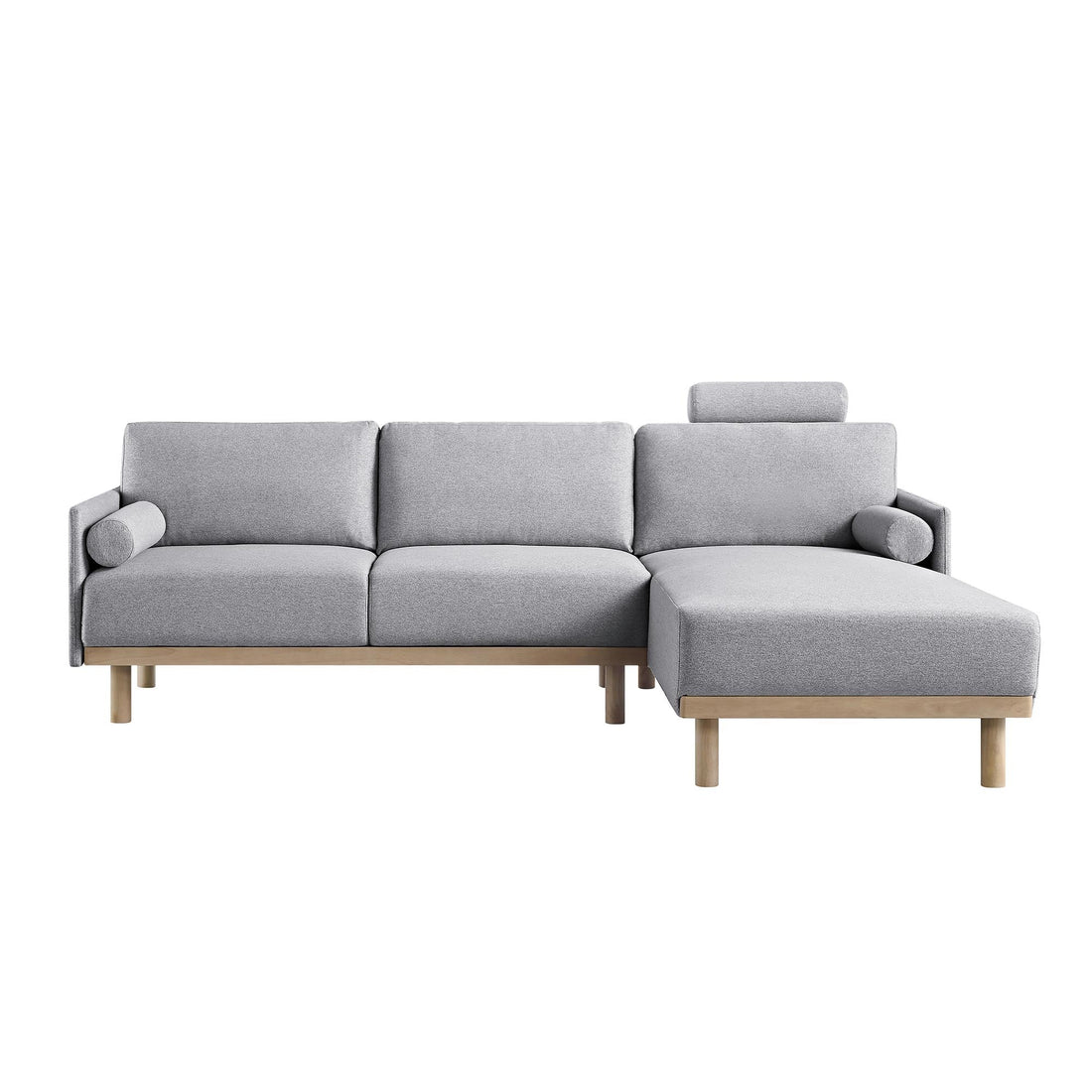 Timber Grey Marl Fabric Sofa, Large 3-Seater Chaise Sofa Right Hand Facing