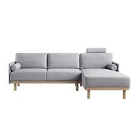 Timber Grey Marl Fabric Sofa, Large 3-Seater Chaise Sofa Right Hand Facing