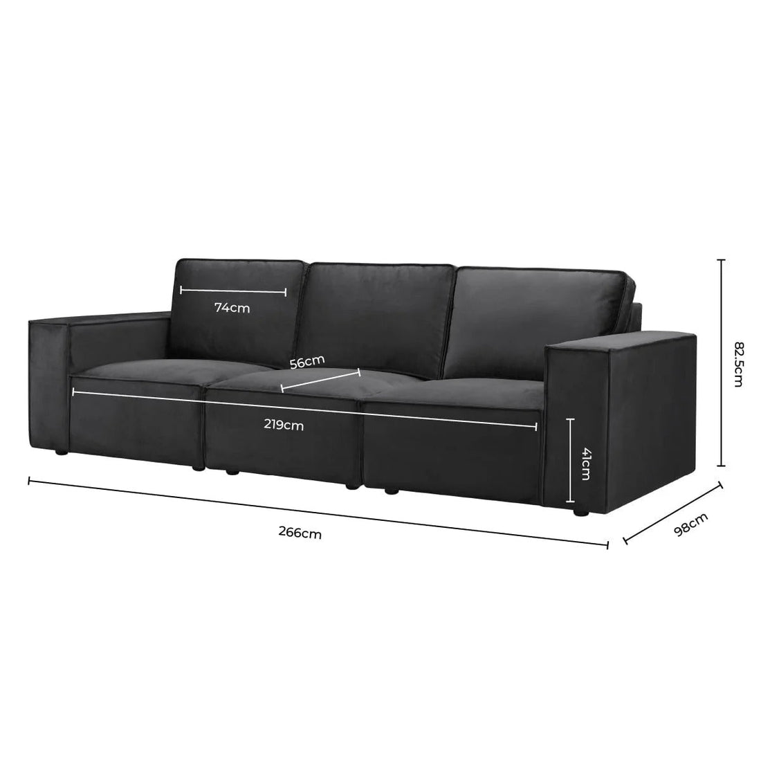 Brooklyn 3 Seater Sofa - Ink