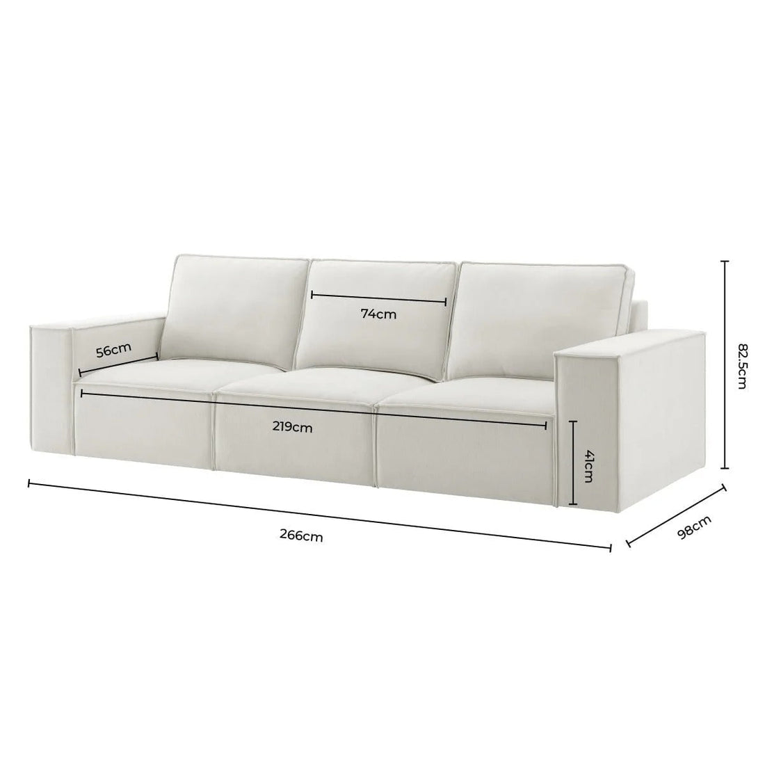 Brooklyn 3 Seater Sofa - Ivory