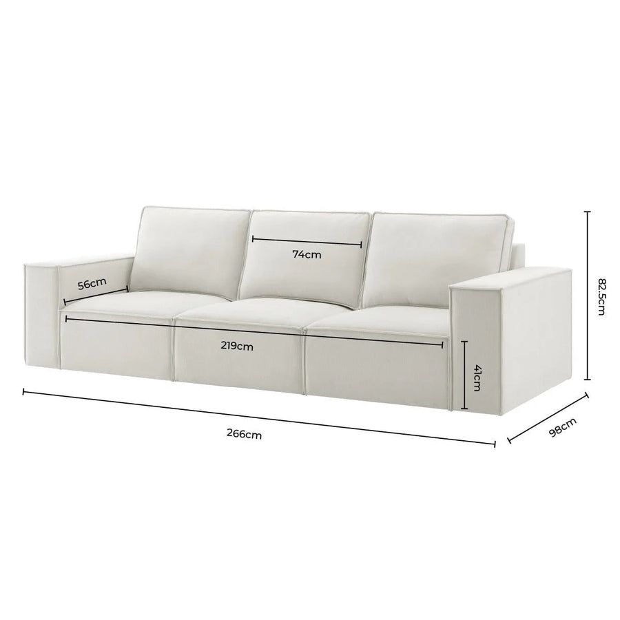 Brooklyn 3 Seater Sofa - Ivory