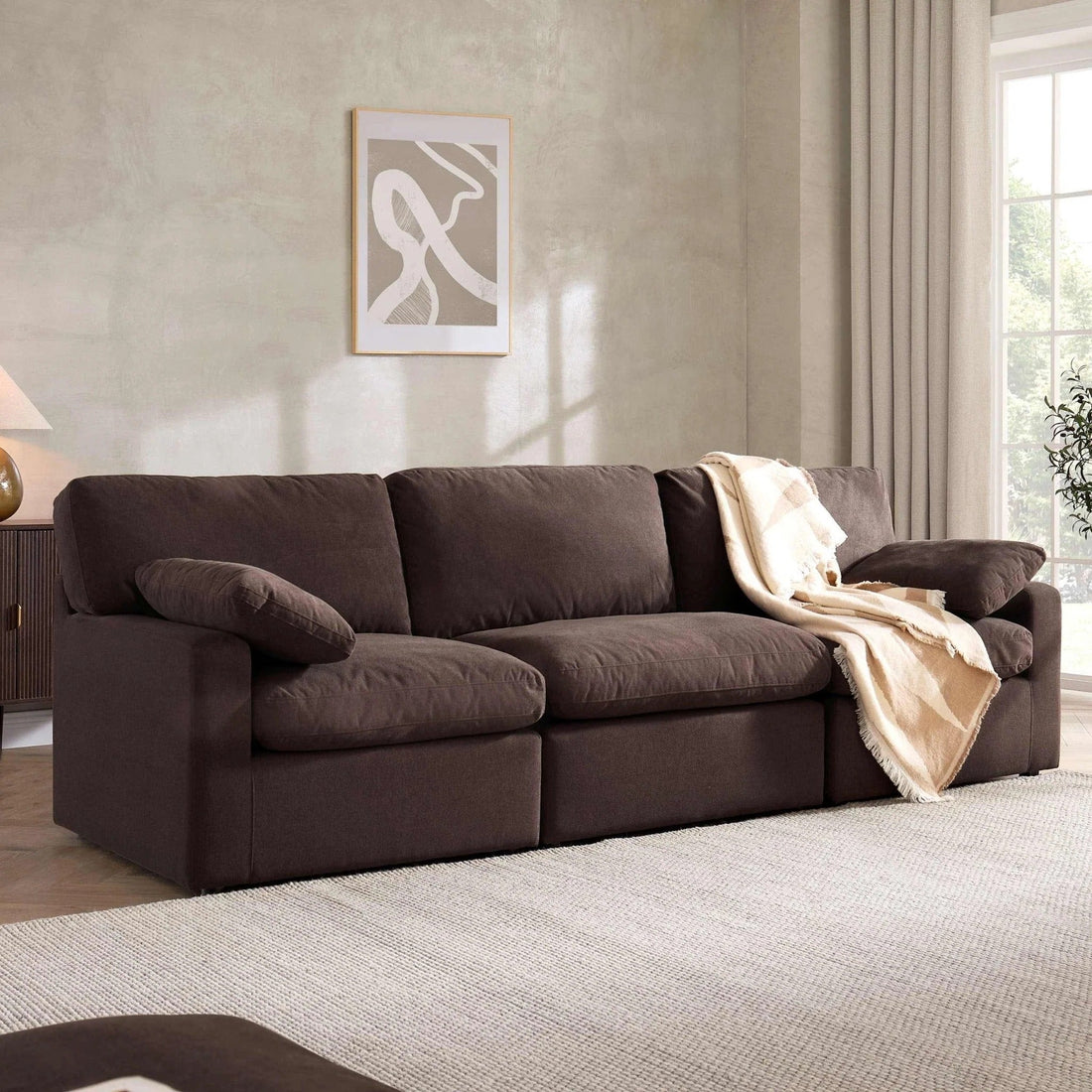 Cairo Feather 3 Seater Sofa - Chocolate