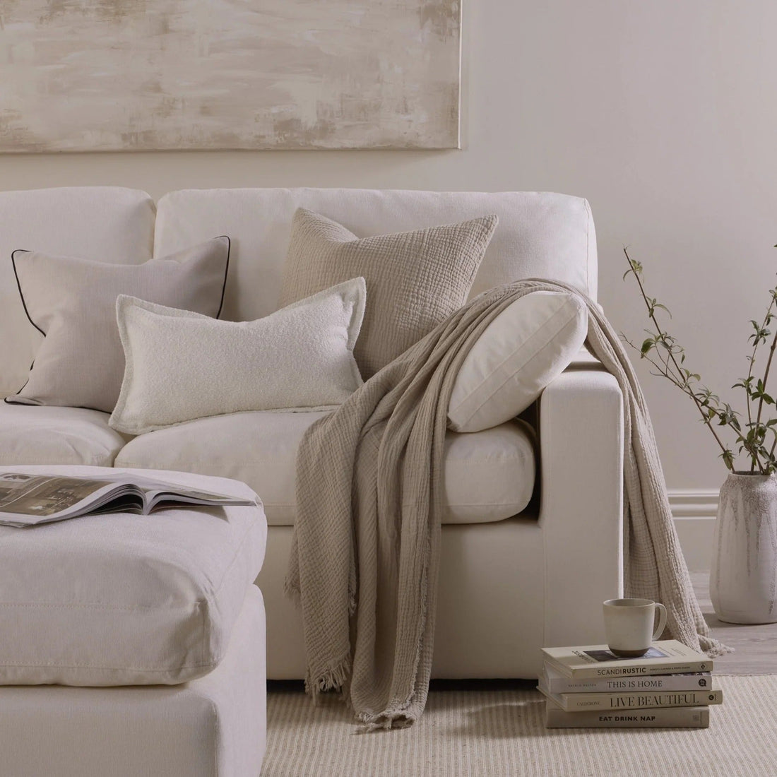 Cairo Feather 3 Seater Sofa - Vanilla