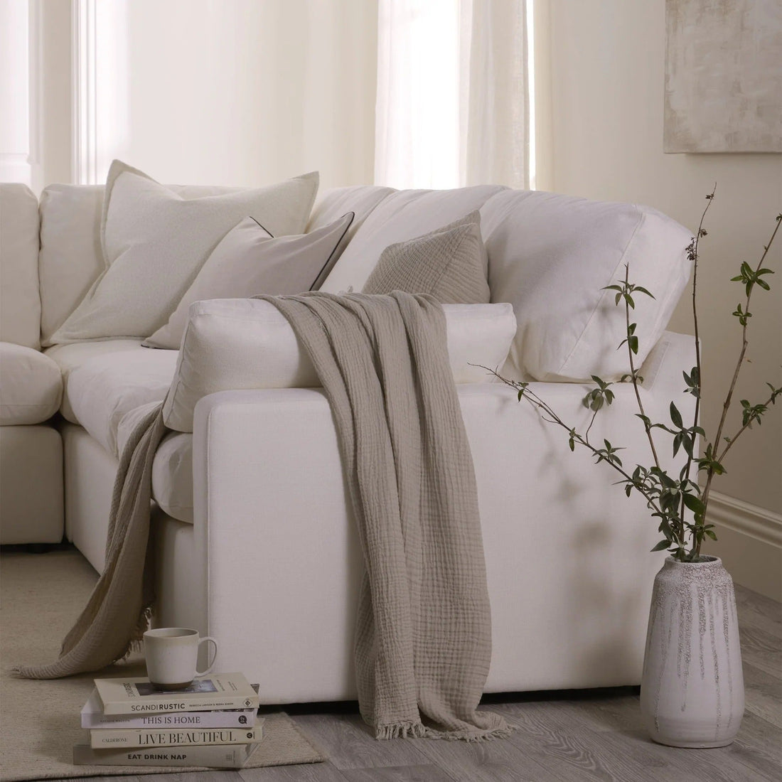 Cairo Feather Left Hand Corner Sofa - Vanilla