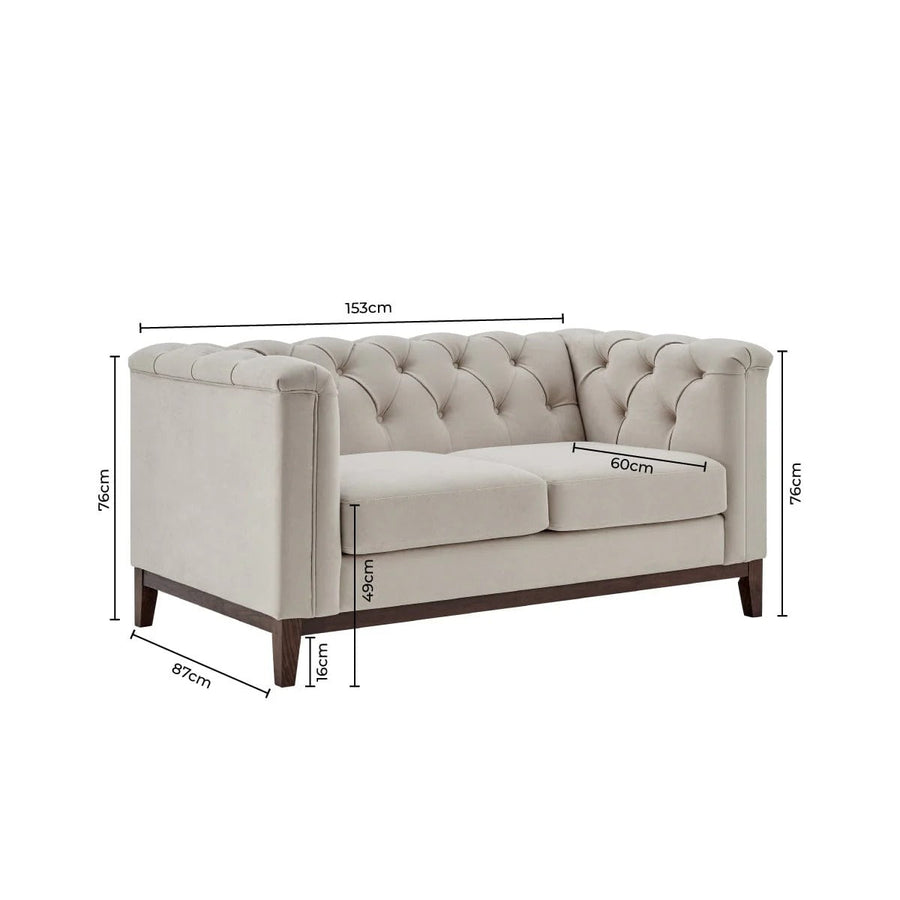 Chesterfield 2 Seater Sofa - Stone