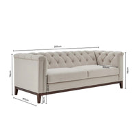 Chesterfield 3 Seater Sofa - Stone