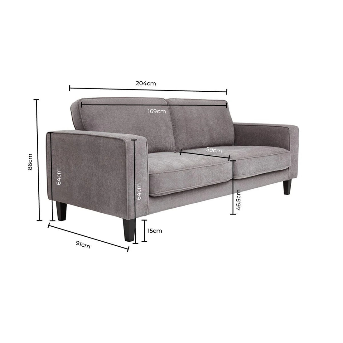 Soho 3 Seater Sofa - Grey