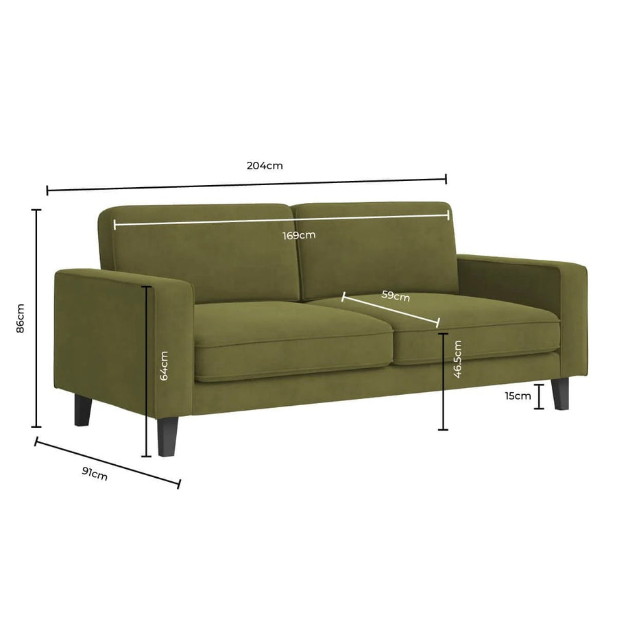 Soho 3 Seater Sofa - Olive Green
