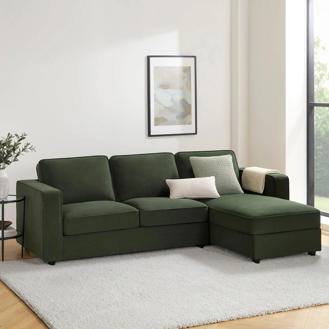 Soho Right Hand Chaise Sofa - Dark Olive