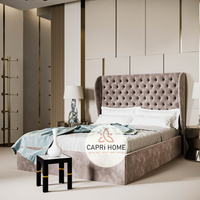 Delilah Curve Winged Upholstered Bed, Winged Bed, New Bed, Bed Frame, Chesterfield Bed, Upholstered Bed, Beautiful Bed,