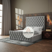 Calistan Upholstered Bed, Fabric Bed, Upholstered Bed, Grey bed, Luxury Bed