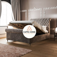 Lenora Upholstered Fabric Chesterfield Sleigh Bed, Sleigh Bed, Chesterfield Bed, Upholstered Bed, Fabric Bed, New Bed