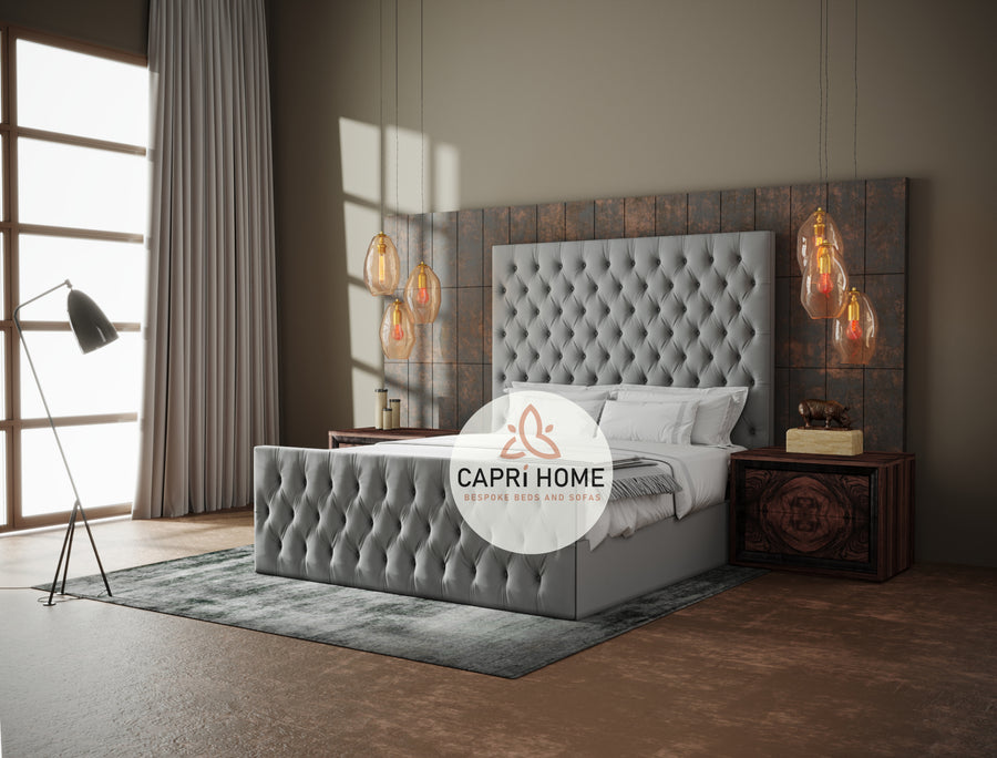 Calistan Upholstered Bed, Fabric Bed, Upholstered Bed, Grey bed, Luxury Bed