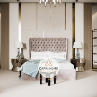 Delilah Curve Winged Upholstered Bed, Winged Bed, New Bed, Bed Frame, Chesterfield Bed, Upholstered Bed, Beautiful Bed,