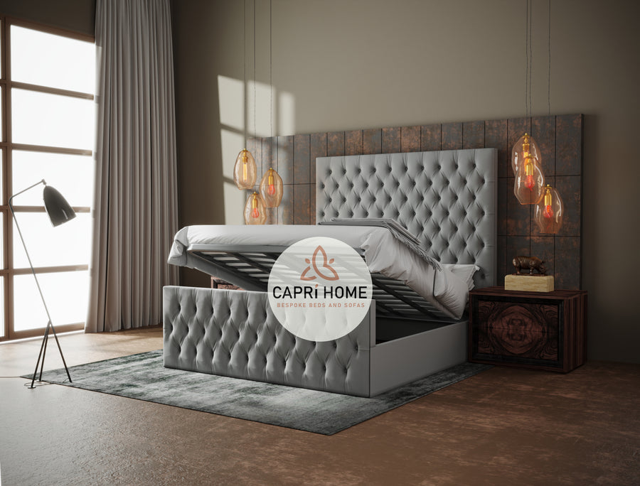 Calistan Upholstered Bed, Fabric Bed, Upholstered Bed, Grey bed, Luxury Bed