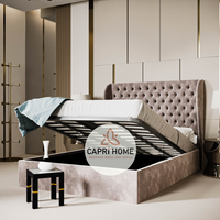 Delilah Curve Winged Upholstered Bed, Winged Bed, New Bed, Bed Frame, Chesterfield Bed, Upholstered Bed, Beautiful Bed,