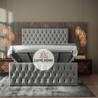 Calistan Upholstered Bed, Fabric Bed, Upholstered Bed, Grey bed, Luxury Bed