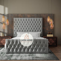 Calistan Upholstered Bed, Fabric Bed, Upholstered Bed, Grey bed, Luxury Bed