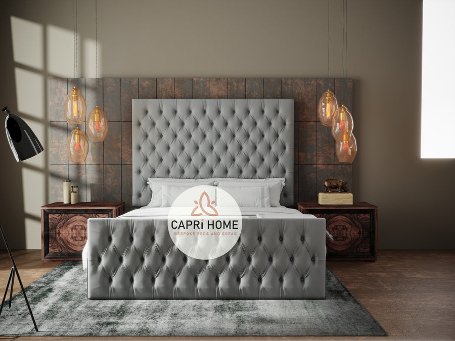 Calistan Upholstered Bed, Fabric Bed, Upholstered Bed, Grey bed, Luxury Bed